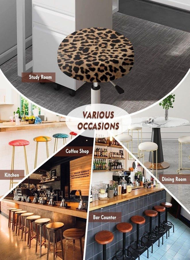 GLENLCWE Wild Leopard Cheetah Print Stool Covers Round Set of 2 Polyester Fashion Bar Stool Slipcovers Seat Cushion Elastic Round Non Slip Bar Stool Seat Covers,14-16inch - Image 4
